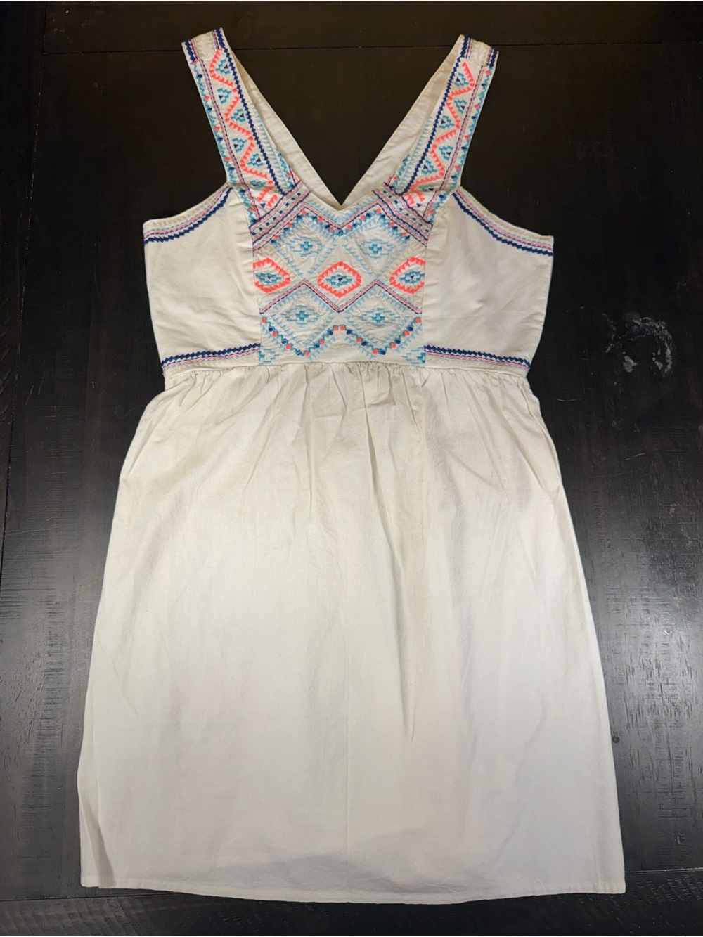 American Eagle Embroidered Open Strappy Back Cotton Boho Mini Dress Size 4